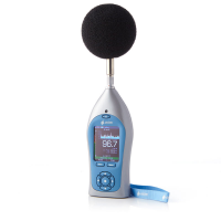 مقياس الصوت Nova مع widnshield من شركة Pulsar Instruments ، الشركة المصنعة لمقياس الديسيبل.