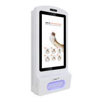 The hand sanitiser digital display combines an automatic dispenser with a 21.5-inch screen.