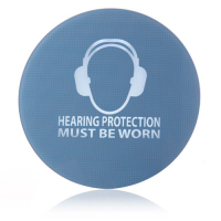 Hørebeskyttelsesskilt til fabrikker og industrielle omgivelser.