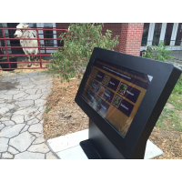 A waterproof outdoor kiosk made using a 32 inch touch screen overlay