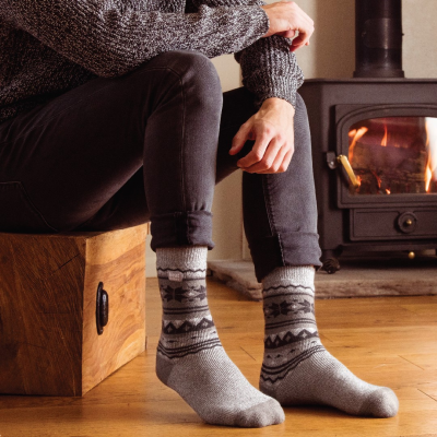 A man wearing HeatHolders thermal socks