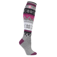 A long warm sock with a winter pattern.