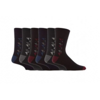 Black, patterned socks from GentleGrip, leading comfortable sock manufacturer.