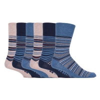 Blue and beige striped soft socks for men.