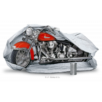Motorbike in a PermaBag dust proof car cover.