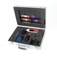 A sound level meter with frequency analysis in a kit case