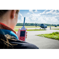 Simple sound level meter delivering precise readings at an airport.