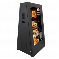 Portable outdoor digital signage uses two 43-inch screens to attract customers.