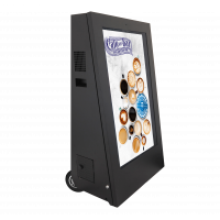 Mobile digital signage displays right-facing side view.