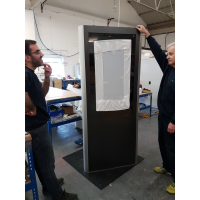 Retail totem in production at Armagard's digital totem manufacturer premises.