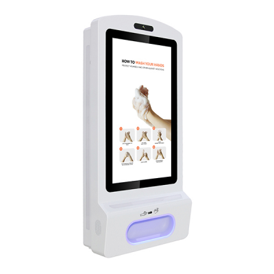 Hand sanitiser digital display right-facing front view.