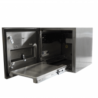 Open view of the clean room printer enclosure.