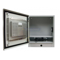 Industrial Touch Screen Enclosure with door open showing touchscreen