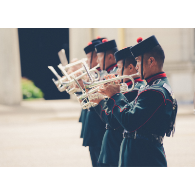 a marching band playing Westminster Instruments by BBICO