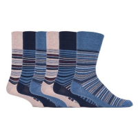 Calcetines a rayas azules y beige para hombre de un proveedor de calcetines de calidad.