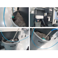 Équipement de recyclage de liquide de refroidissement pour machine de Wogaard installé sur une machine à commande numérique.
