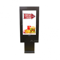 QSR all&#39;aperto digital signage vista frontale con schermo