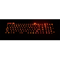 robust tangentbord visar rött bakgrundsbelysning av nycklar