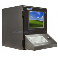 Monitör açıkken su geçirmez pc sağ tarafında Muhafaza